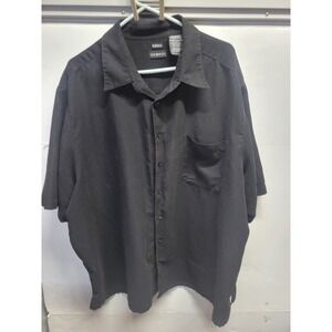 George Mens Sueded Black Short Sleeve Button Up Shirt Size 3XL